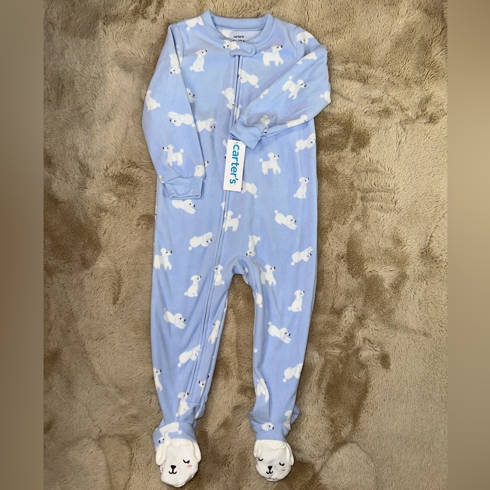 NEW Carter's Light Blue with White Poodle Footie Pajamas